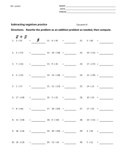 Subtracting negatives practice Directions: Rewrite the problem as an