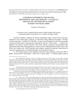 CONGRESS INTERPRETS THE SECOND AMENDMENT