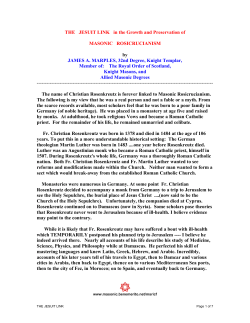 THE JESUIT LINK in the Growth and Preservation of MASONIC