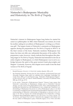 Nietzsche`s Shakespeare: Musicality and Historicity in The