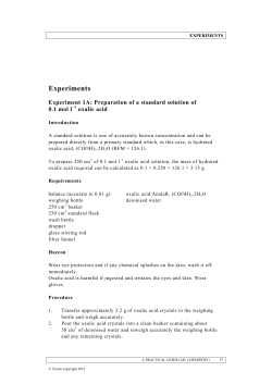 Experiments - Chemistry Teaching Resources