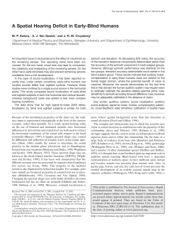 A Spatial Hearing Deficit in Early-Blind Humans