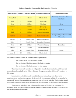 Hebrew Calendar Compared to the Gregorian Calendar