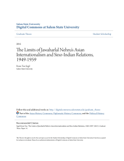 The Limits of Jawaharlal Nehru`s Asian Internationalism and Sino