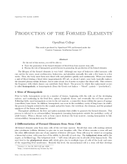 Production of the Formed Elements