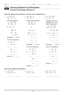 Solving Systems by Elimination