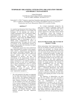 21 temporary organizing: integrating organization theory and project