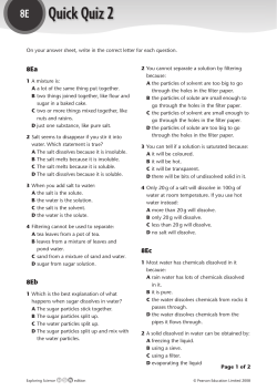 Quick Quiz 2 - South Wolds Academy