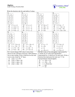 Algebra Write the function rule for each table of values. 1. x y -3 -5
