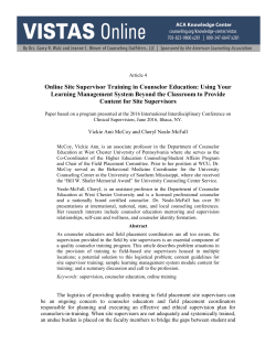 Online Site Supervisor Training in Counselor Education: Using Your