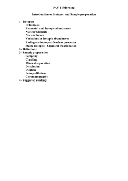 DAY 1 (Morning) Introduction on Isotopes and Sample preparation 1