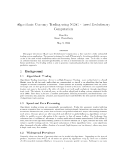 Algorithmic Currency Trading using NEAT