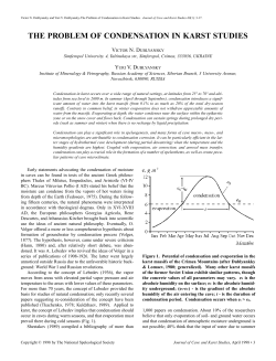 The Problem of Condensation in Karst Studies
