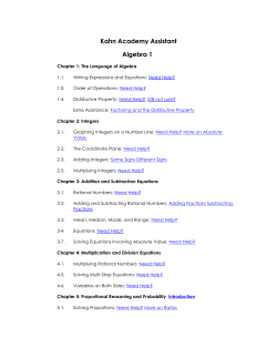 Kahn Academy Assistant Algebra 1