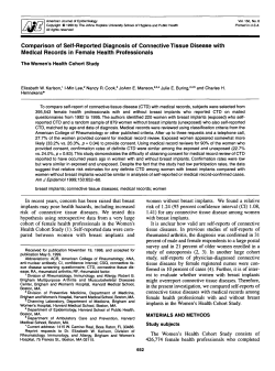 Comparison of Self-Reported Diagnosis of Connective Tissue