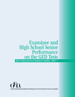 Examinee and High School Senior Performance on the GED Tests