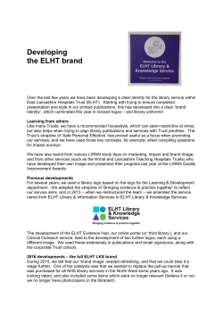ELHT LIbrary Services - Developing our brand