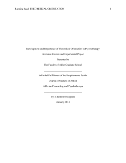 THEORETICAL ORIENTATION 1