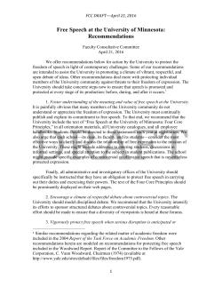 Free Speech at the University of Minnesota: Recommendations