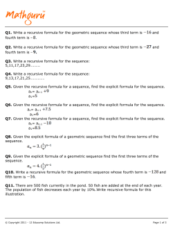 Q1. Write a recursive formula for the geometric sequence