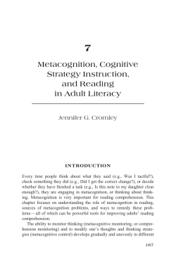 Metacognition, Cognitive Strategy Instruction, and