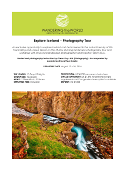 13-Day EXPLORE ICELAND PHOTOGRAPHY TOUR August 12, 2016