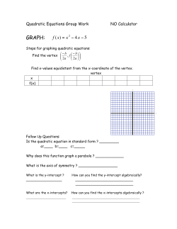 Quadratic Equations Group Work Day 4