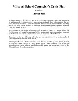 Missouri School Counselor`s Crisis Plan