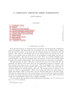 2: Cardinality, sequences, series, subsequences