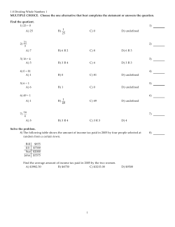 1.8 Dividing Whole Numbers 1 MULTIPLE CHOICE. Choose the one