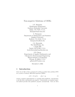Non-negative Solutions of ODEs