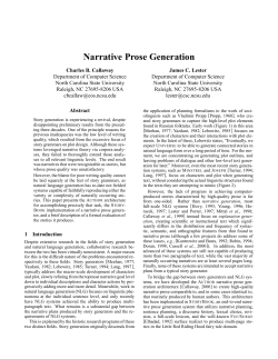 Narrative Prose Generation