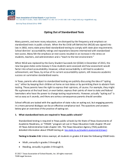 Opting Out of Standardized Tests - Texas Association of School