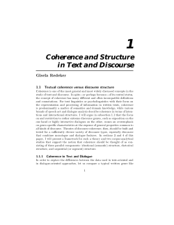 1 Coherence and Structure in Text and Discourse