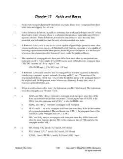 Chapter 16 Acids and Bases