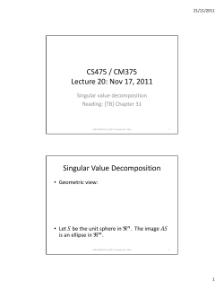 CS475 / CM375 Lecture 20: Nov 17, 2011 Singular Value