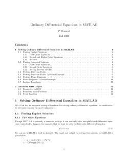 Ordinary Differential Equations in MATLAB