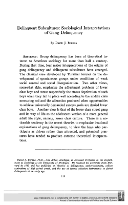 Delinquent Subcultures: Sociological Interpretations