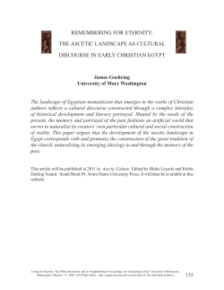 REMEMBERING FOR ETERNITY: THE ASCETIC LANDSCAPE AS