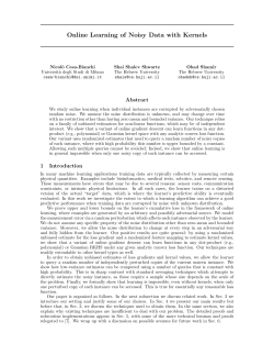 Online Learning of Noisy Data with Kernels