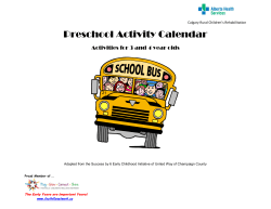 Preschool Activity Calendar - Foothills Children`s Wellness Network