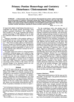 Primary Pontine Hemorrhage and Gustatory Disturbance