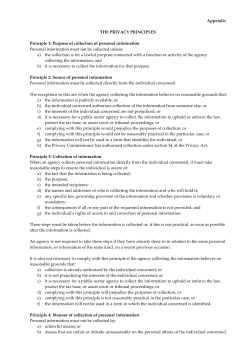 Appendix THE PRIVACY PRINCIPLES Principle 1: Purpose of