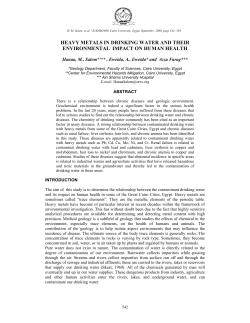 heavy metals in drinking water and their environmental impact on