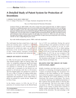 A Detailed Study of Patent System for Protection of Inventions