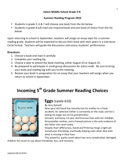 Summer Reading 2016 - Salem City School District