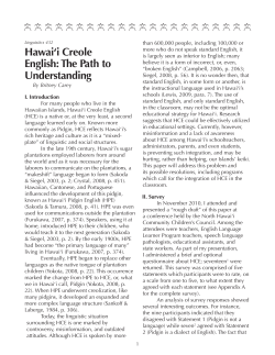 Hawai`i Creole English: The Path to Understanding