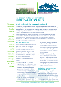 Understanding Food Miles - Kiama Municipal Council
