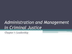 Administration and Management in Criminal Justice