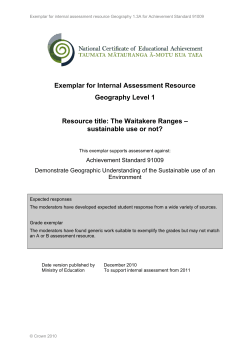 Exemplar for Internal Assessment Resource Geography Level 1